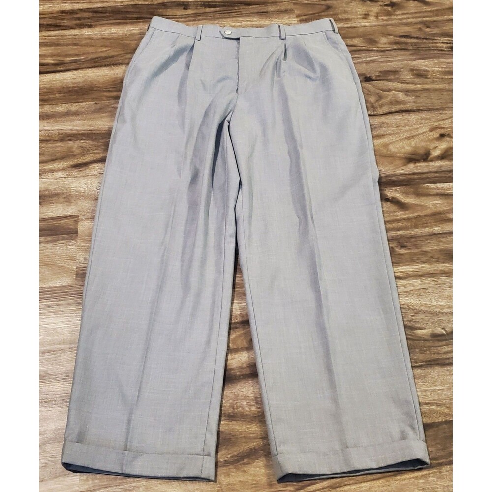 Perry Ellis America Men's 36x28 Pleated Cuffed Gray Dress Pants Slacks